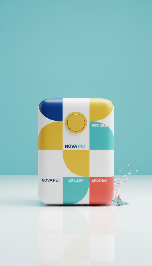 Caja moderna empaque azul y blanco
