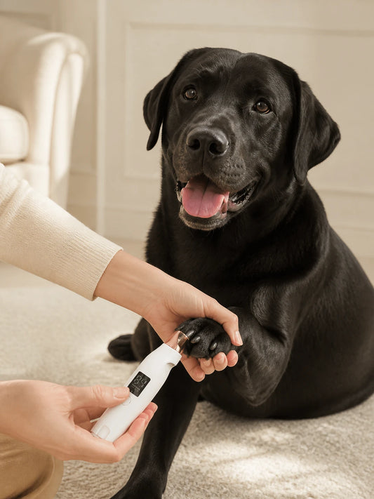 Cortaunas electrico Nova Pet en la patica de un perro